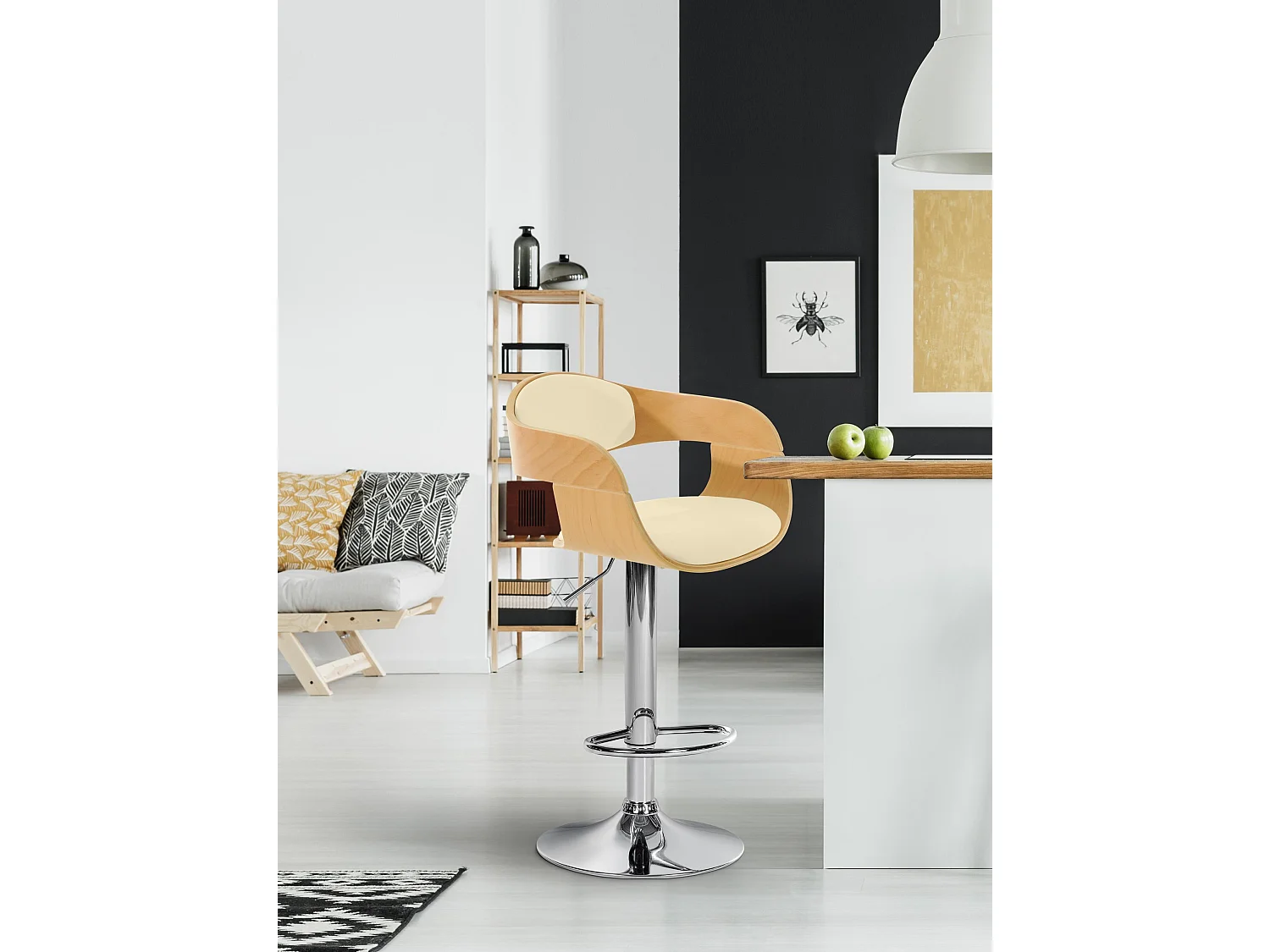 Barkruk - Kunstleer & chroom - natura/creme - Kingston