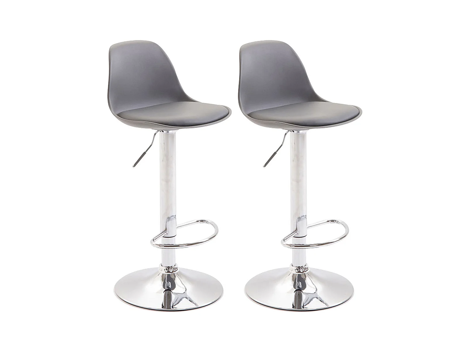 2er Set Barhocker - Kunstleder & Metall - grau - Kiel