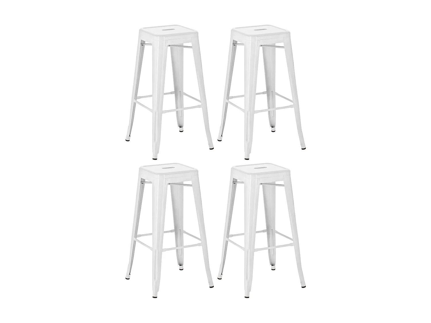 Lot de 4  Tabouret de bar - Métal - Blanc - Joshua