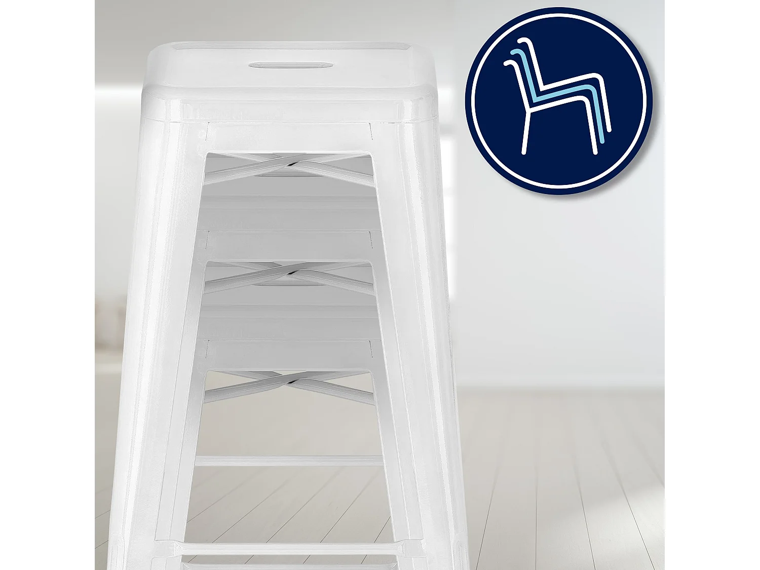 Lot de 4  Tabouret de bar - Métal - Blanc - Joshua