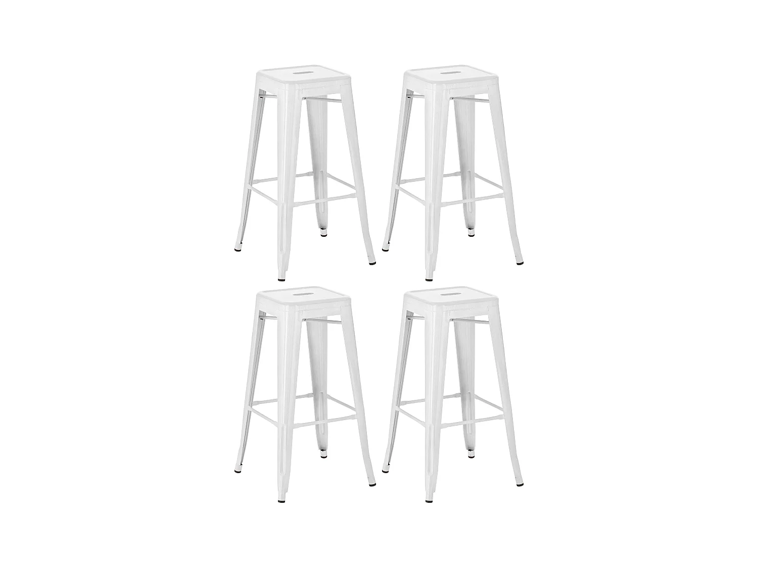 Lot de 4  Tabouret de bar - Métal - Blanc - Joshua