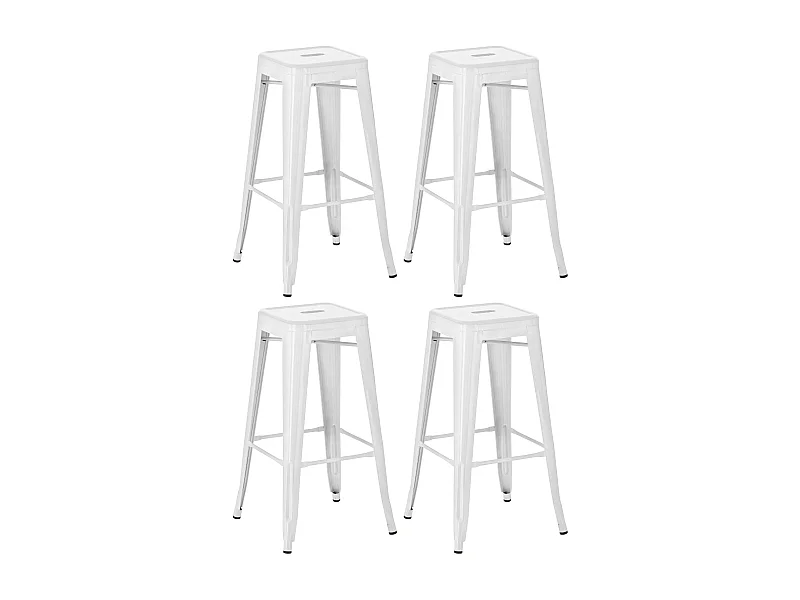 Lot de 4  Tabouret de bar - Métal - Blanc - Joshua