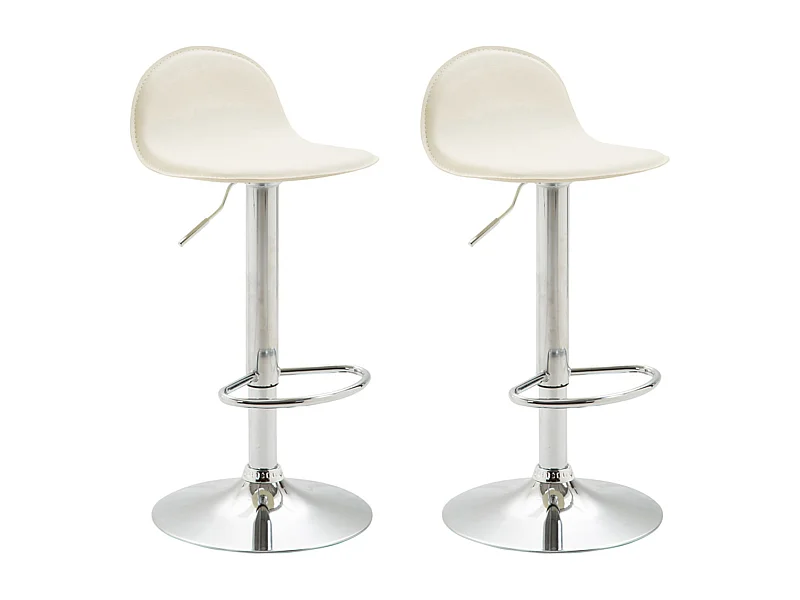 2er Set Barhocker - Kunstleder & Metall - creme - Lana V2
