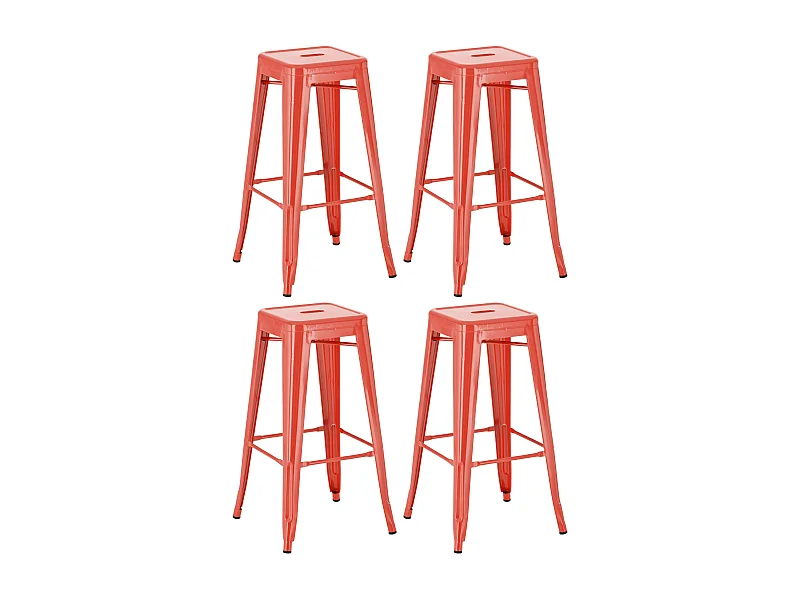 4er Set Barhocker - Metall - rot - Joshua