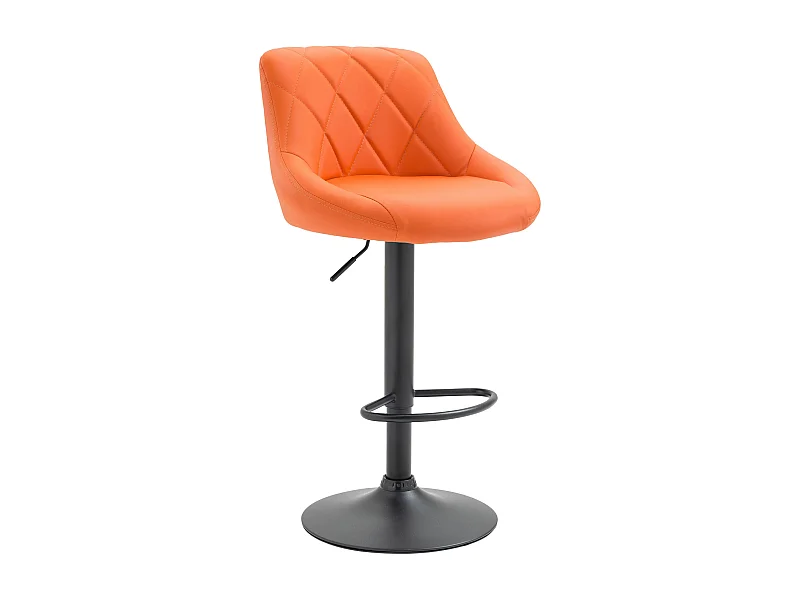 Tabouret de bar - Similicuir & Noir - Orange - Lazio