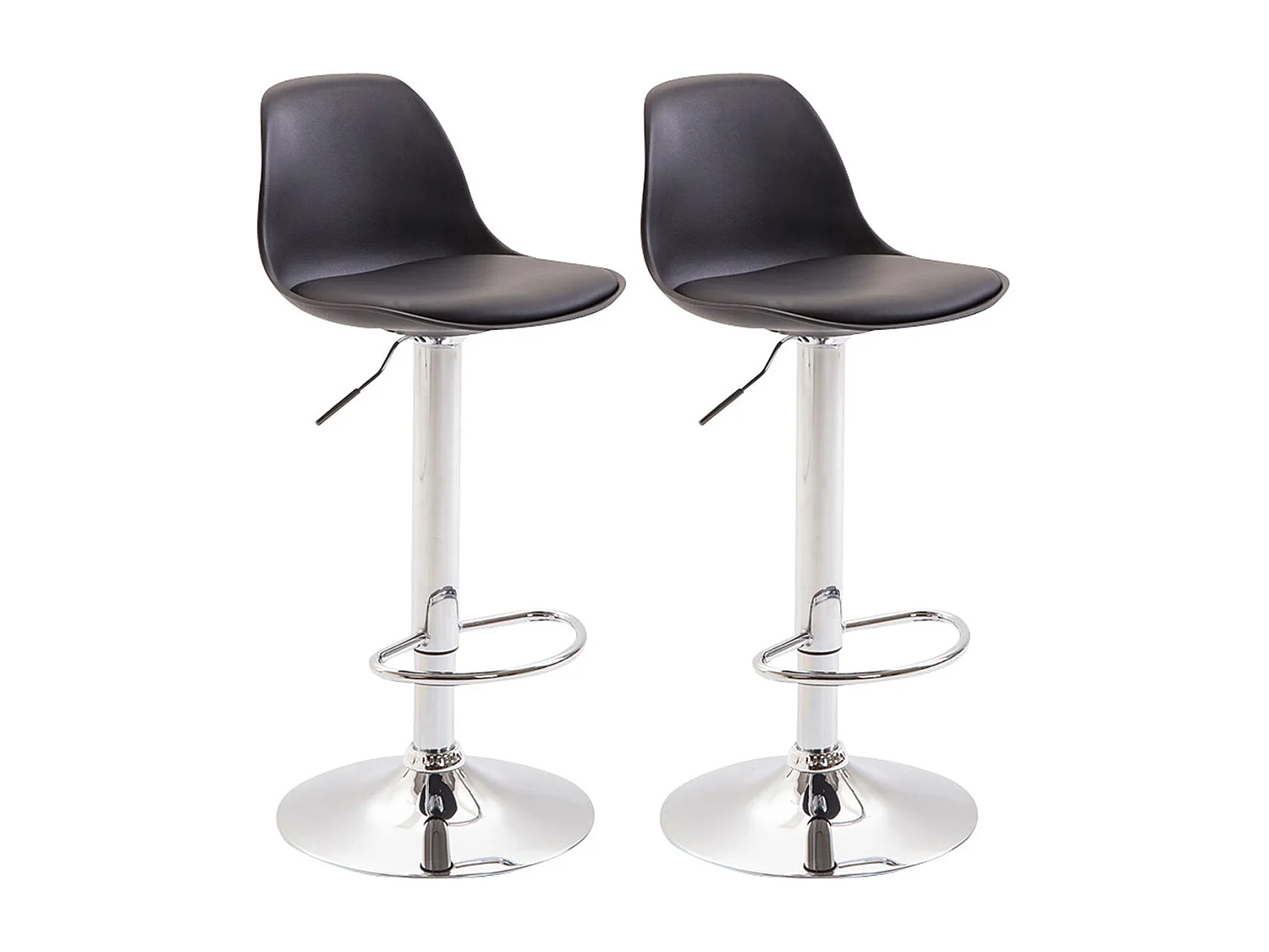 Lot de 2  Tabouret de bar - Similicuir & Chrome - Noir - Kiel