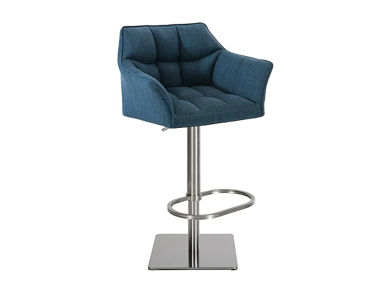 Tabouret de bar - Tissu & Acier inoxydable - Bleu - Damaso
