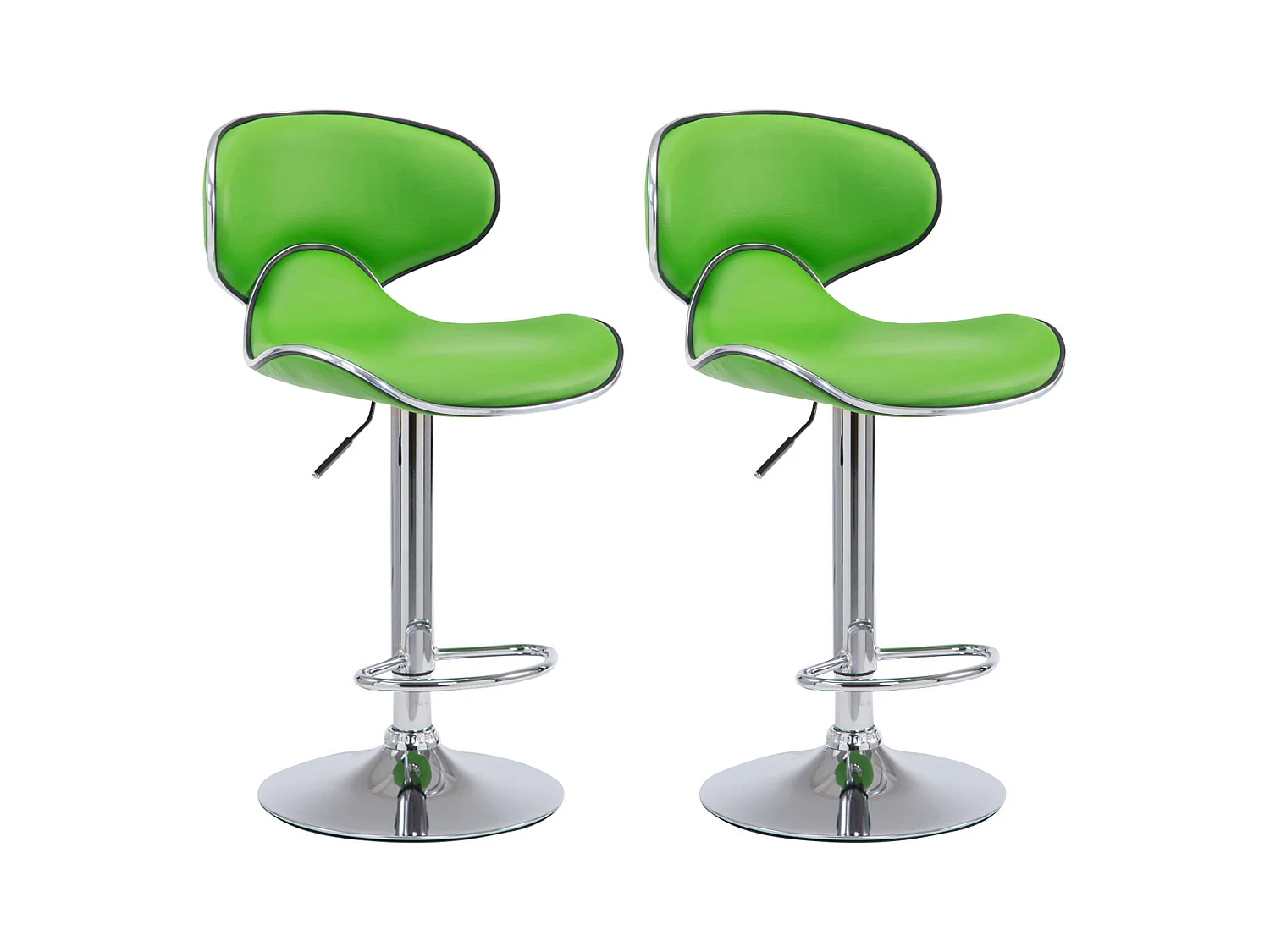 Lot de 2  Tabouret de bar - Similicuir & Chrome - Vert - Las Vegas v2