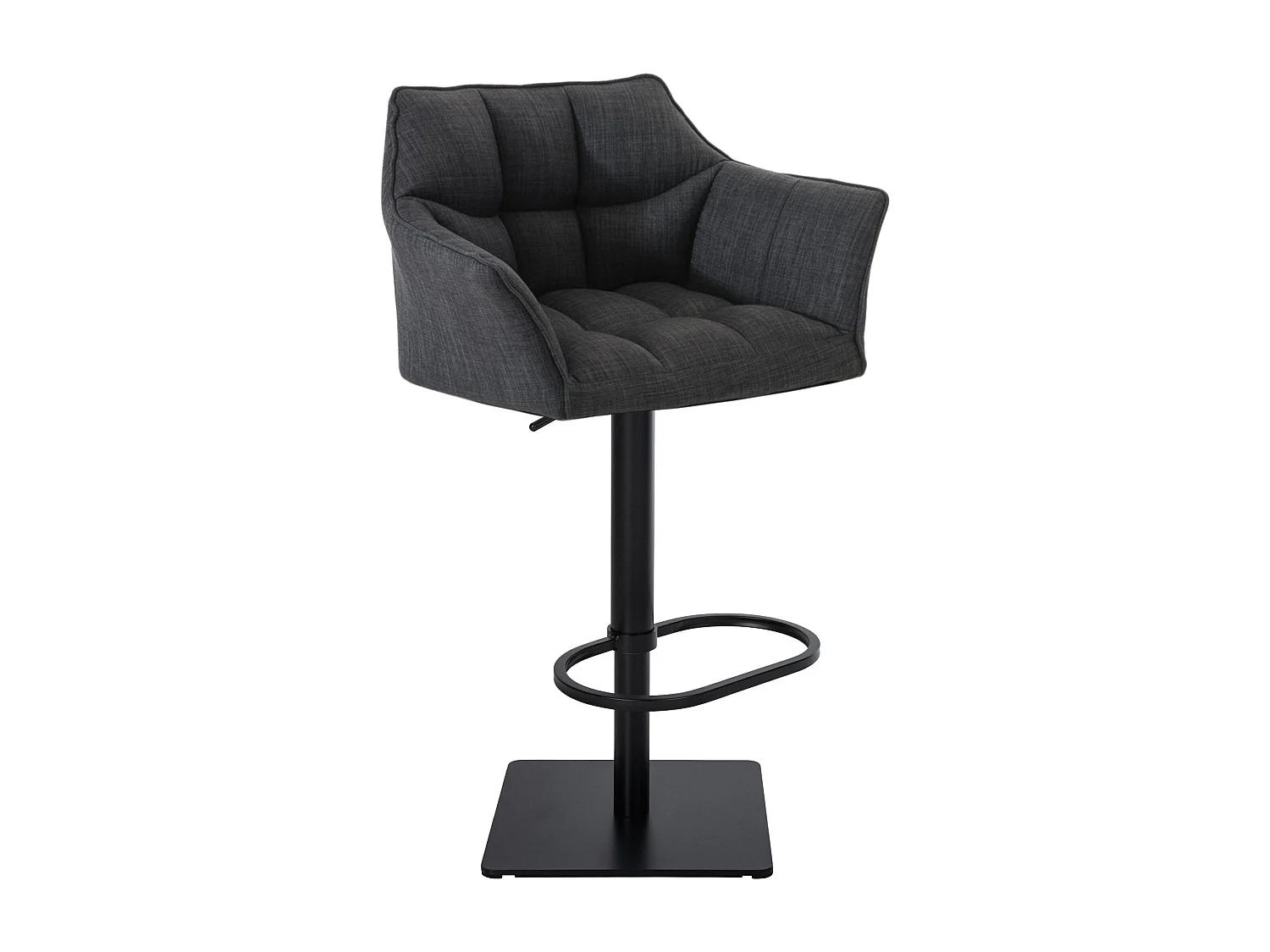 Tabouret de bar - Tissu & Noir - Gris foncé - Damaso