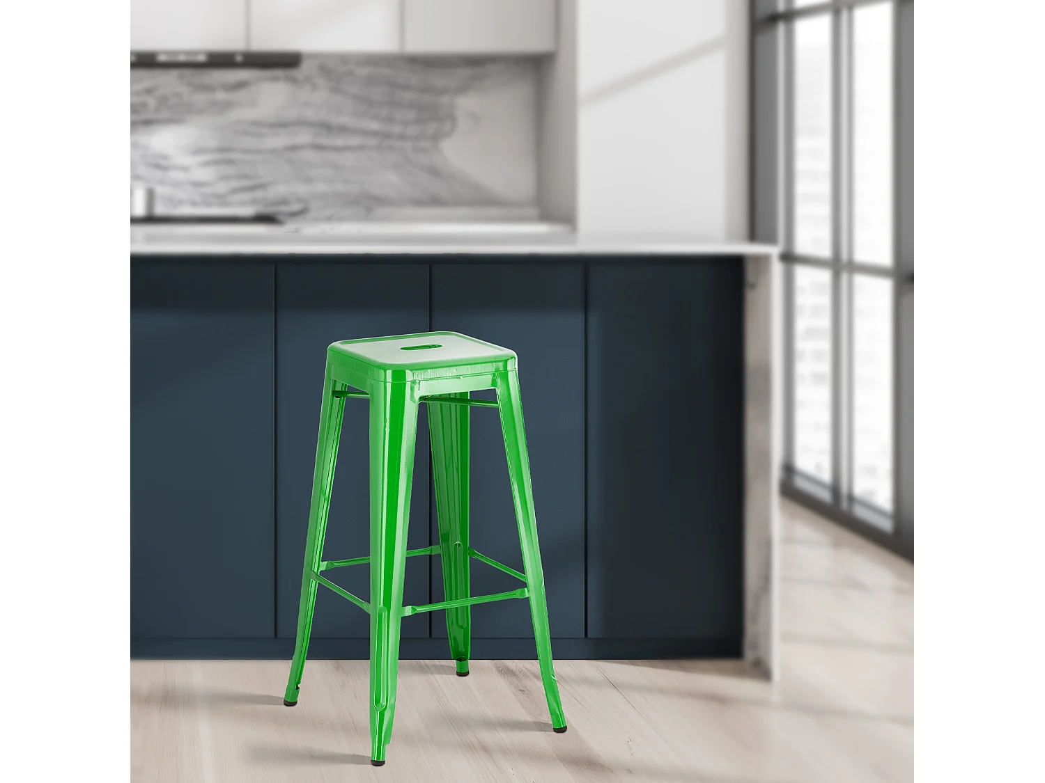 Lot de 2  Tabouret de bar - Métal - Vert - Joshua