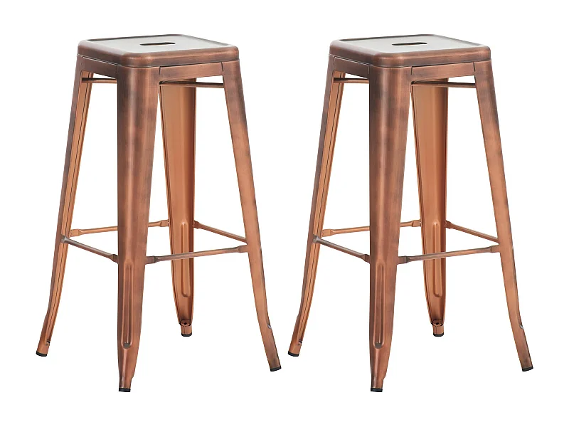 Lot de 2  Tabouret de bar - Métal - Cuivre - Joshua