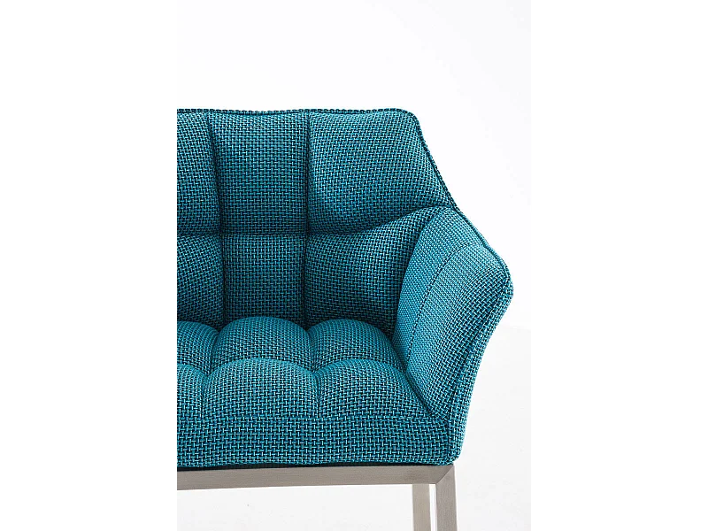 Tabouret de bar - Tissu & Acier inoxydable - Turquoise - Damaso