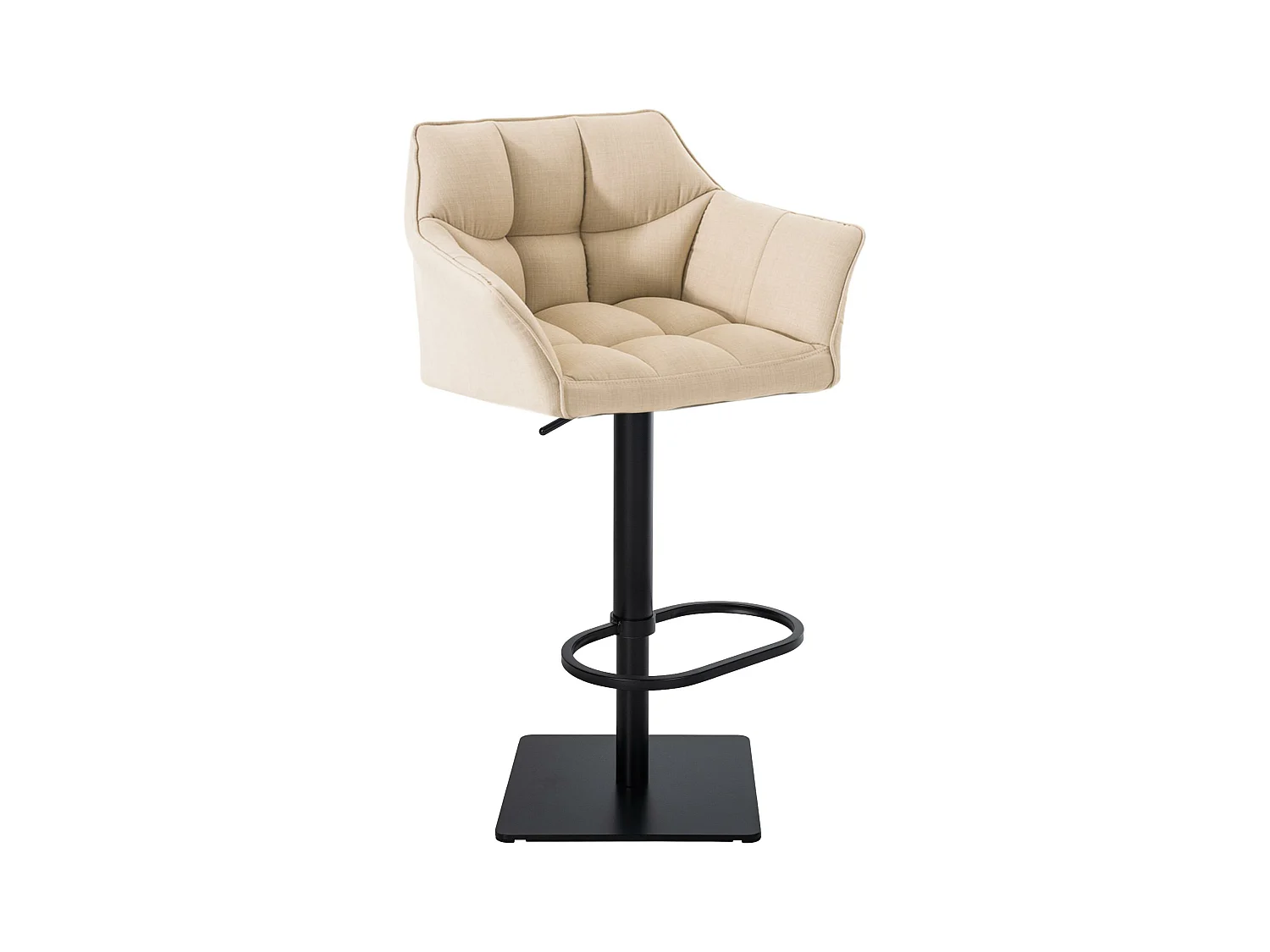 Tabouret de bar - Tissu & Noir - Crème - Damaso