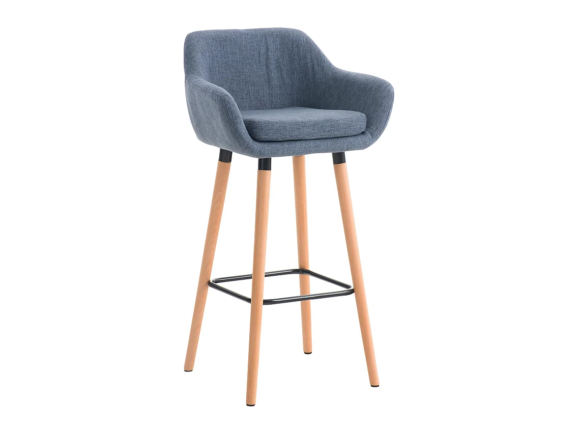 Tabouret de bar - Tissu & Bois - Bleu - Grant
