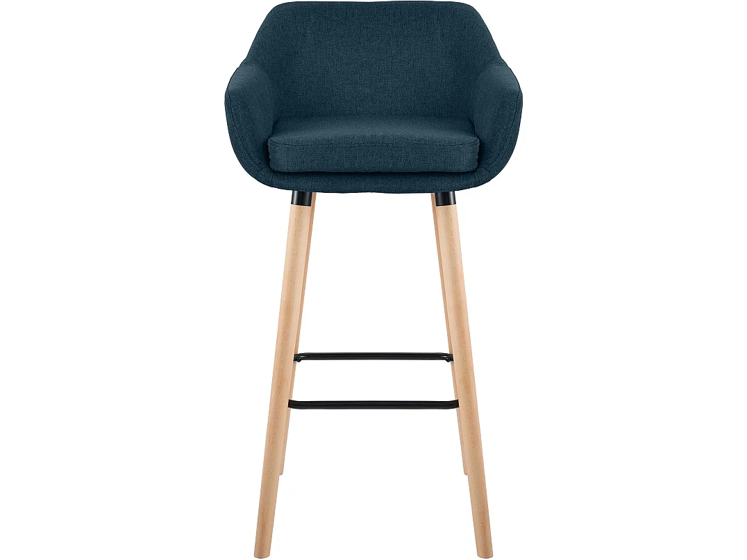Tabouret de bar - Tissu & Noir - Bleu - Grant