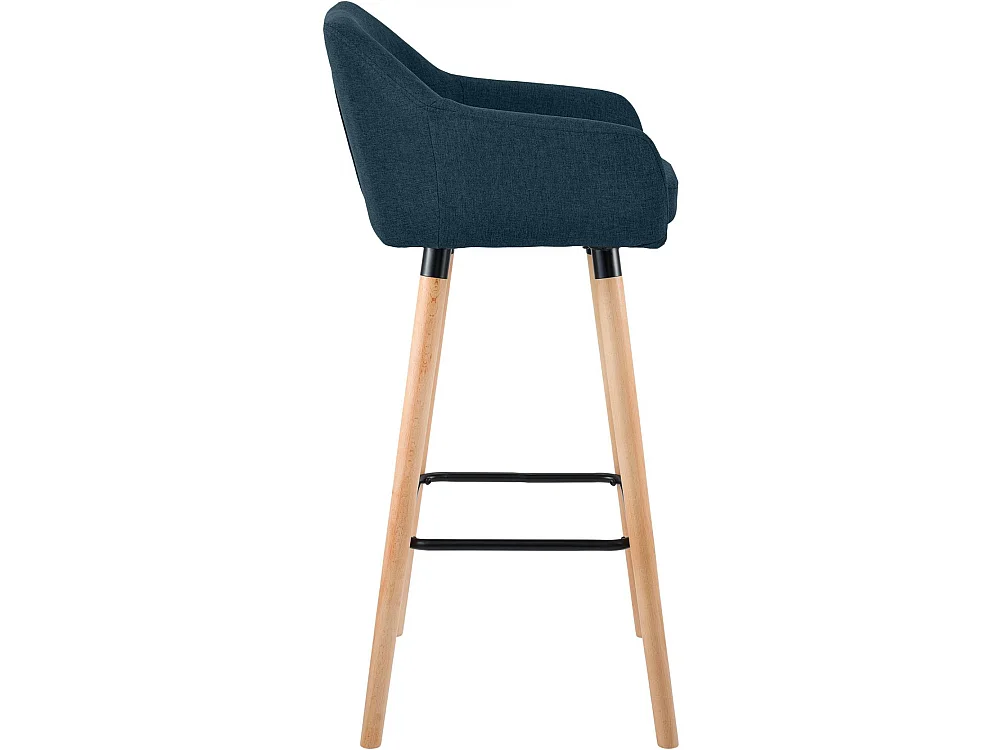 Tabouret de bar - Tissu & Noir - Bleu - Grant