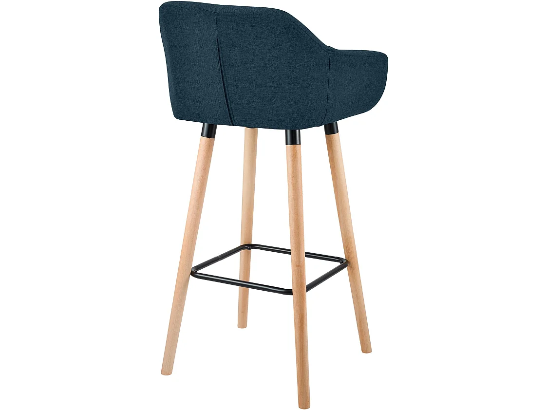 Tabouret de bar - Tissu & Noir - Bleu - Grant