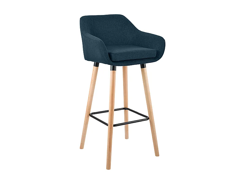 Tabouret de bar - Tissu & Noir - Bleu - Grant