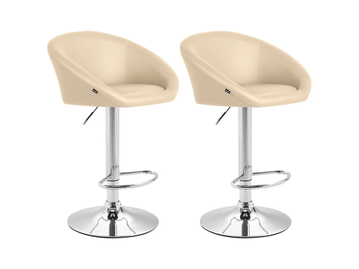 Lot de 2 Tabourets de bar - Similicuir & Métal chromé - Crème - Miami V2