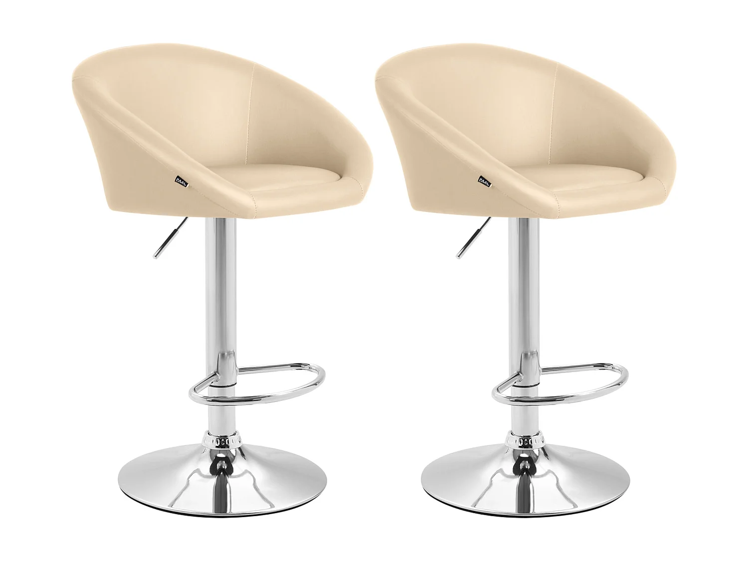 Set van 2 Barkruk - Kunstleer & Metaal in chroomoptiek - creme - Miami V2