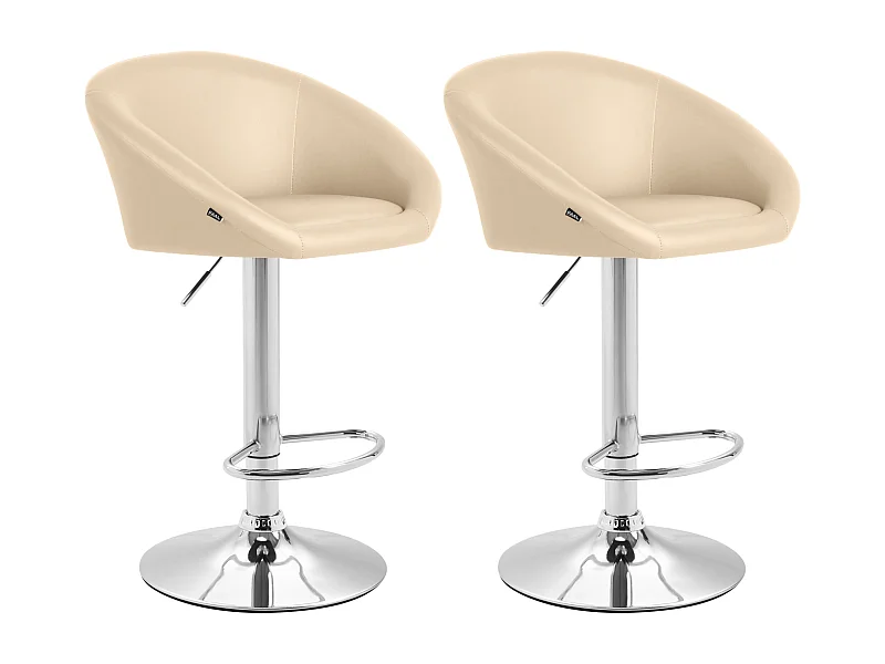 Set van 2 Barkruk - Kunstleer & Metaal in chroomoptiek - creme - Miami V2