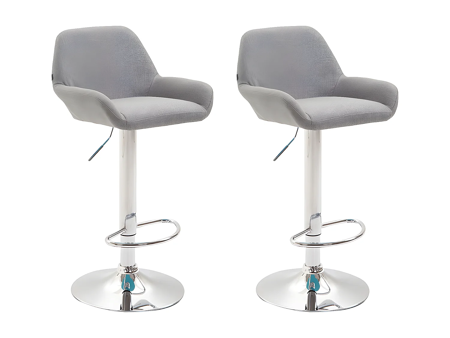Lot de 2 Tabourets de bar - Tissu & Métal chromé - Gris - Braga