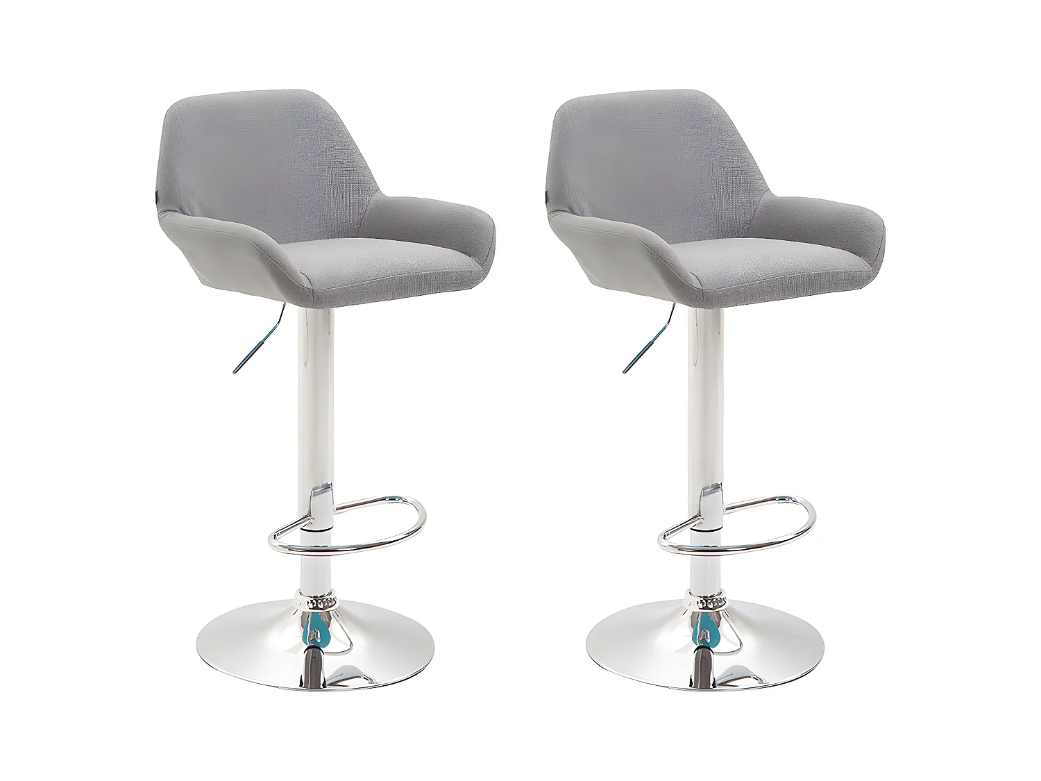 Lot de 2 Tabourets de bar - Tissu & Métal chromé - Gris - Braga