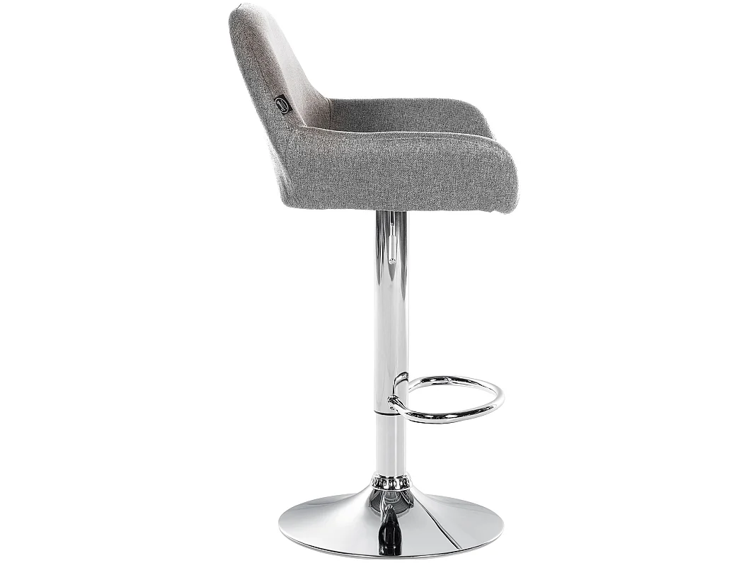 Lot de 2  Tabouret de bar - Tissu & Chrome - Gris - Braga