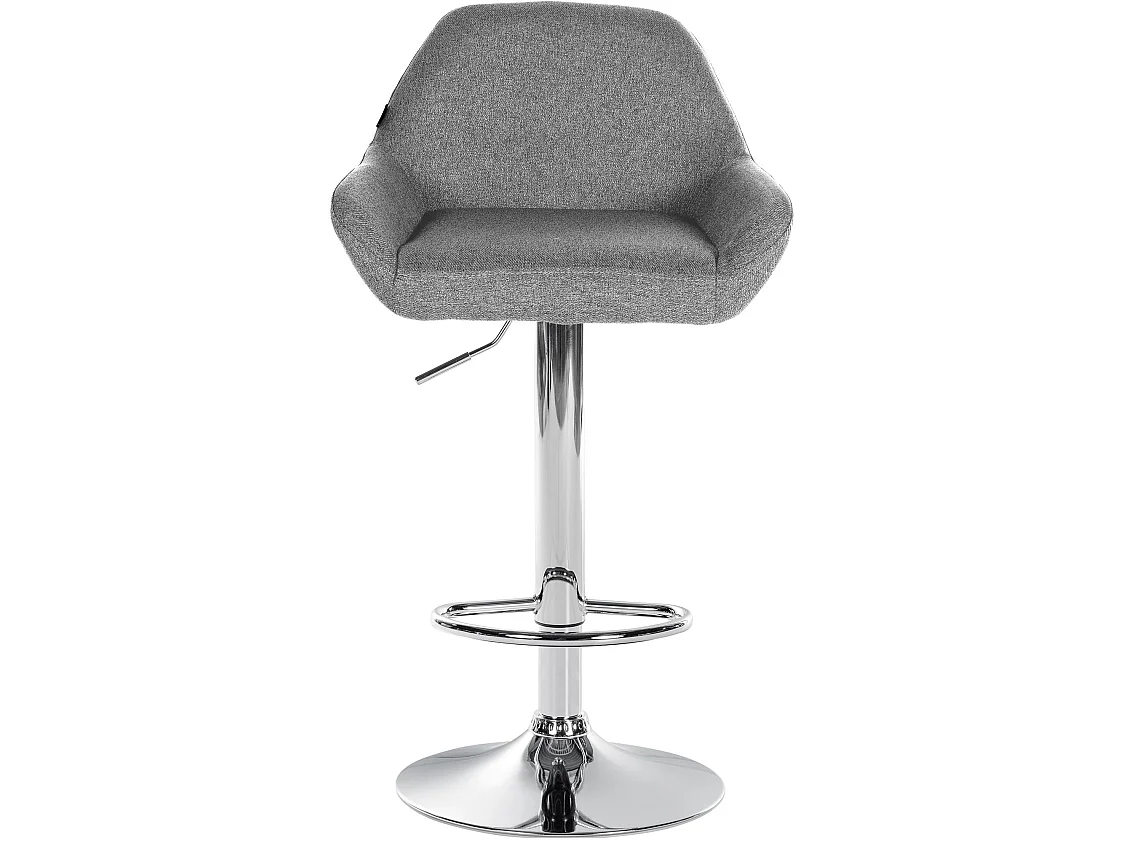 Lot de 2  Tabouret de bar - Tissu & Chrome - Gris - Braga