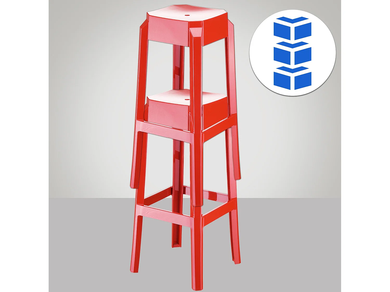 Tabouret de bar - Plastique - Rouge - FOX