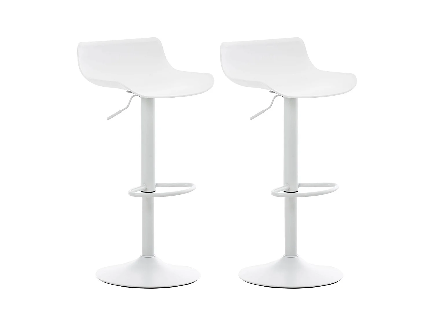 Lot de 2  Tabouret de bar - Plastique & Chrome - Blanc - Aveiro