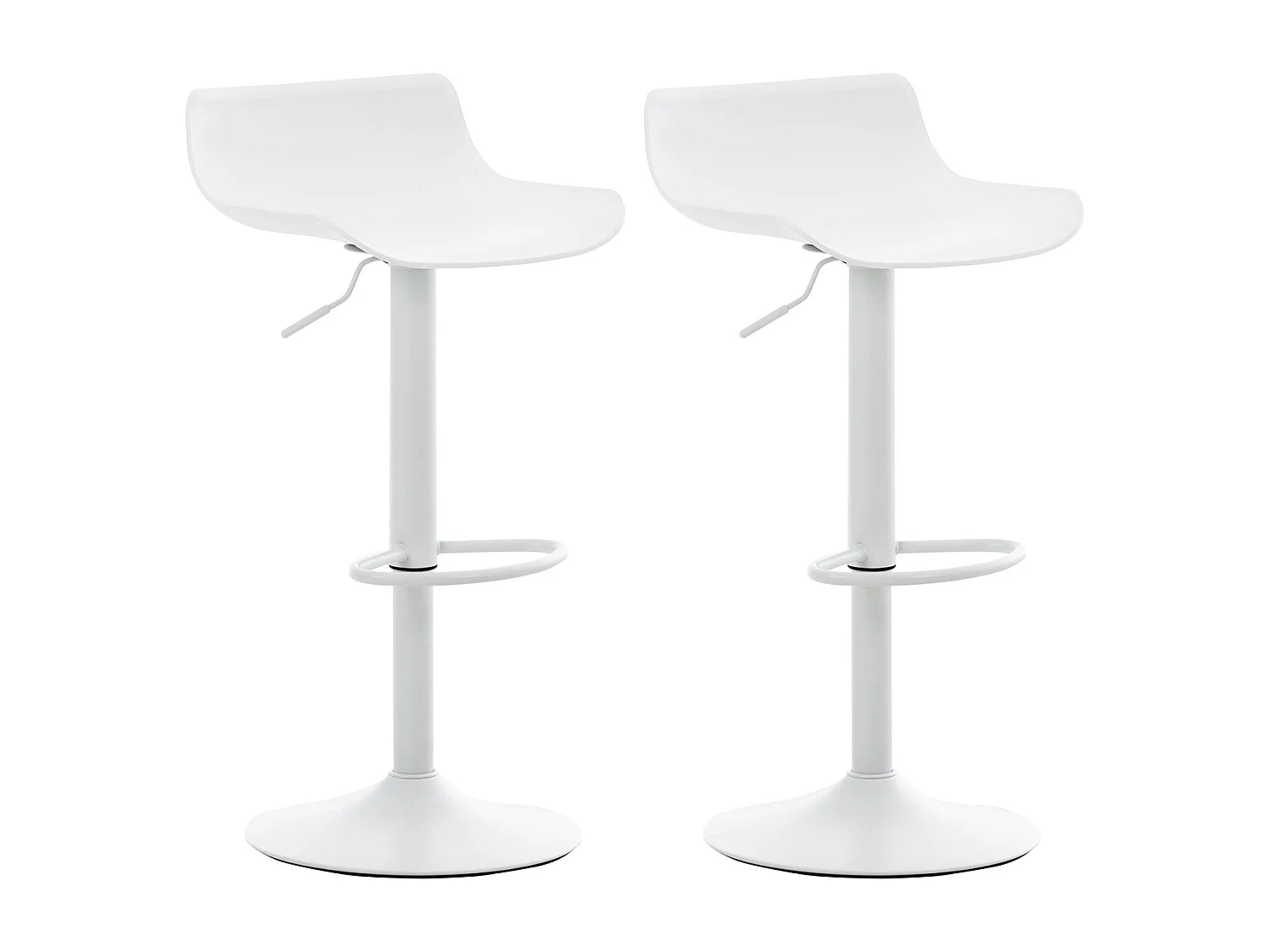 Lot de 2  Tabouret de bar - Plastique & Chrome - Blanc - Aveiro