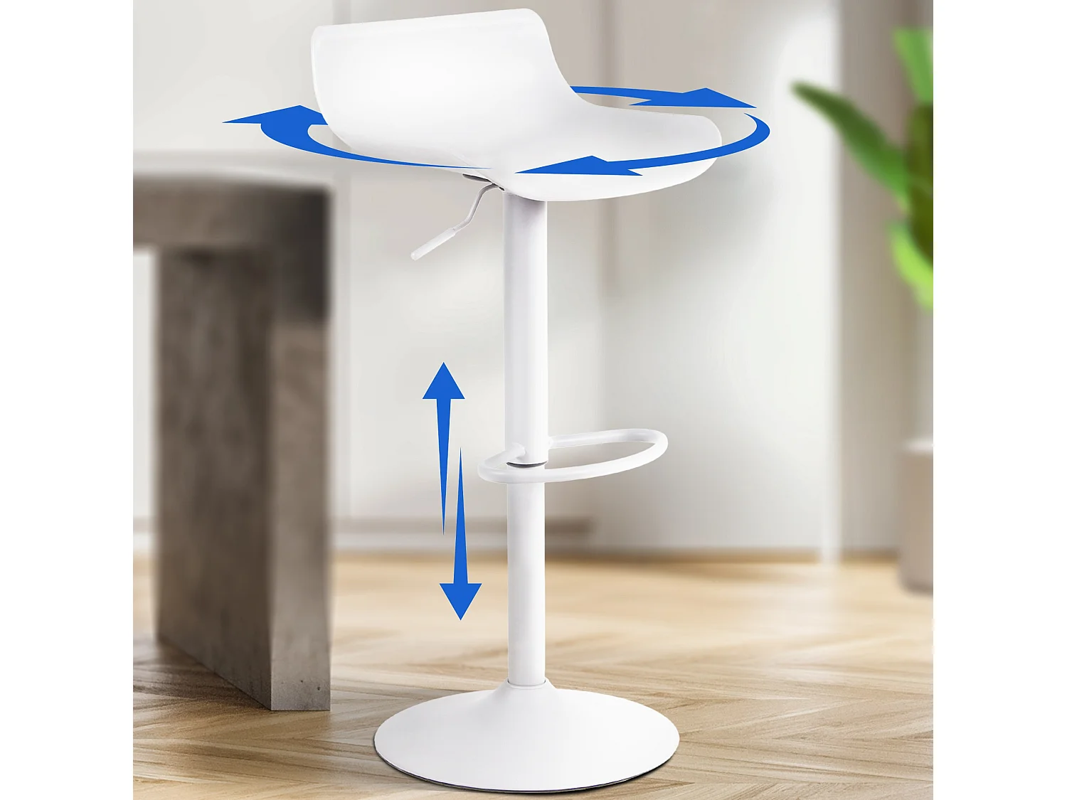 Lot de 2  Tabouret de bar - Plastique & Chrome - Blanc - Aveiro