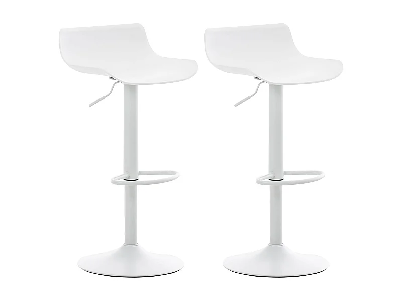 Lot de 2  Tabouret de bar - Plastique & Chrome - Blanc - Aveiro