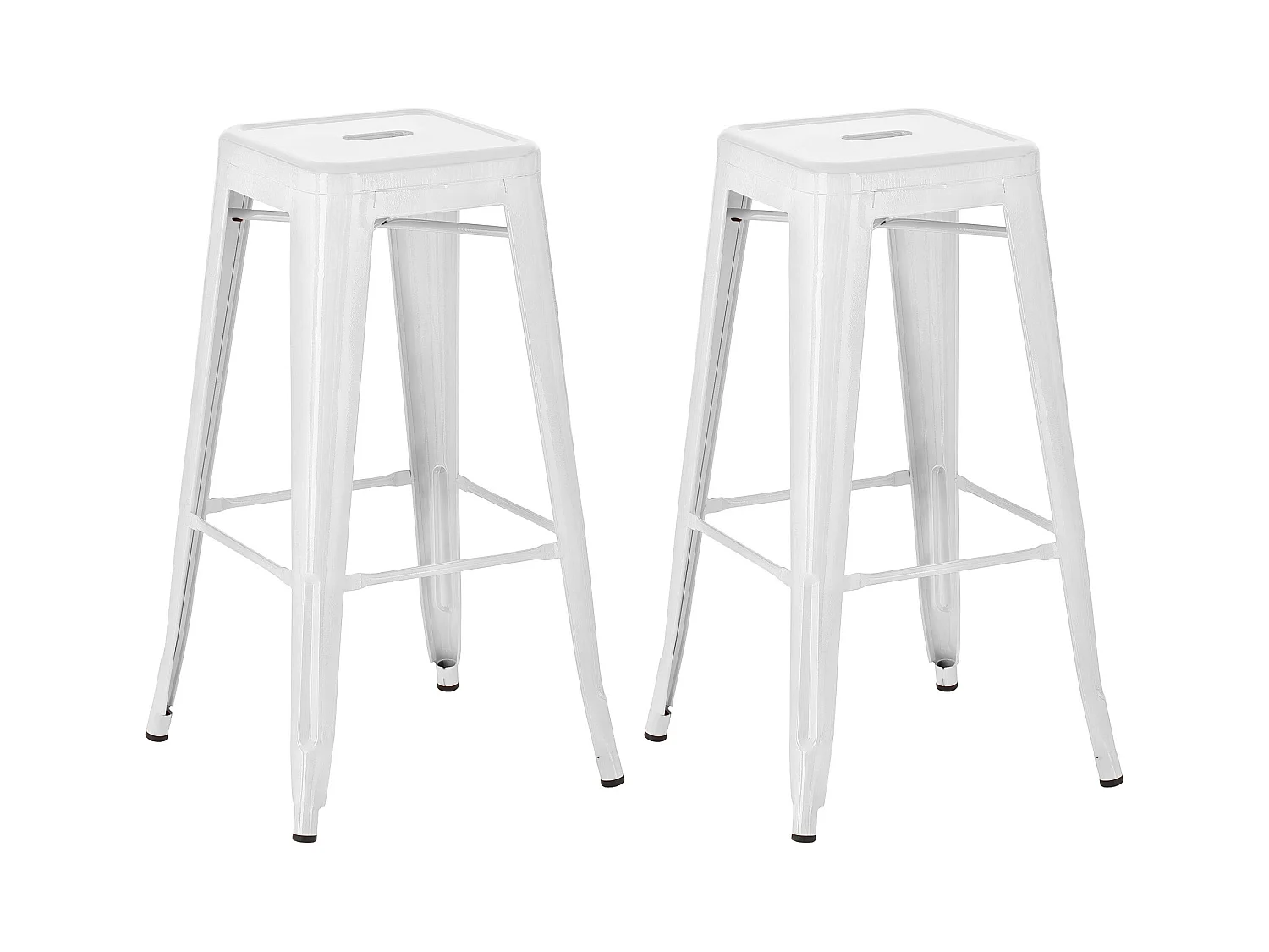 Lot de 2  Tabouret de bar - Métal - Blanc - Joshua