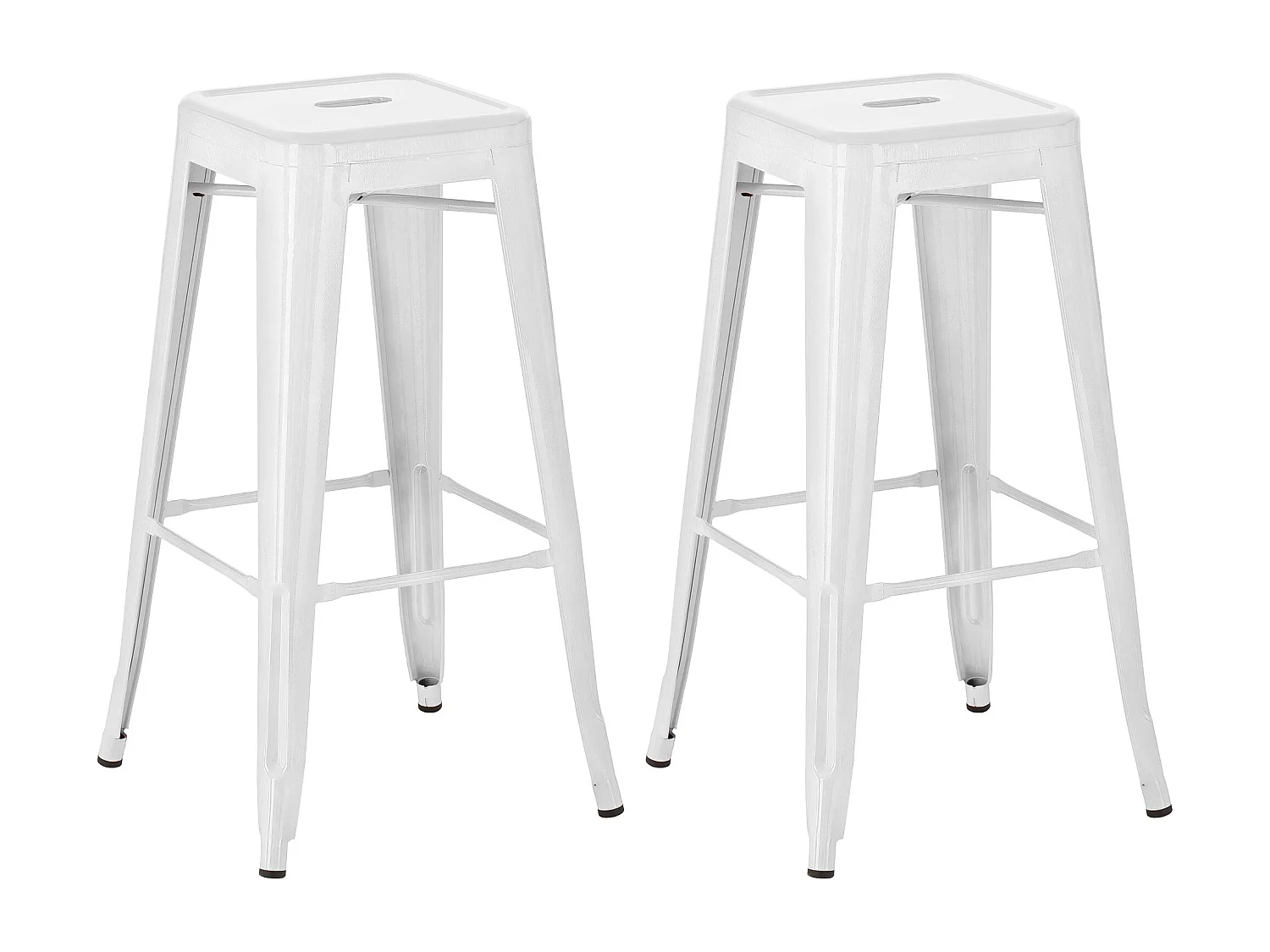 Lot de 2  Tabouret de bar - Métal - Blanc - Joshua