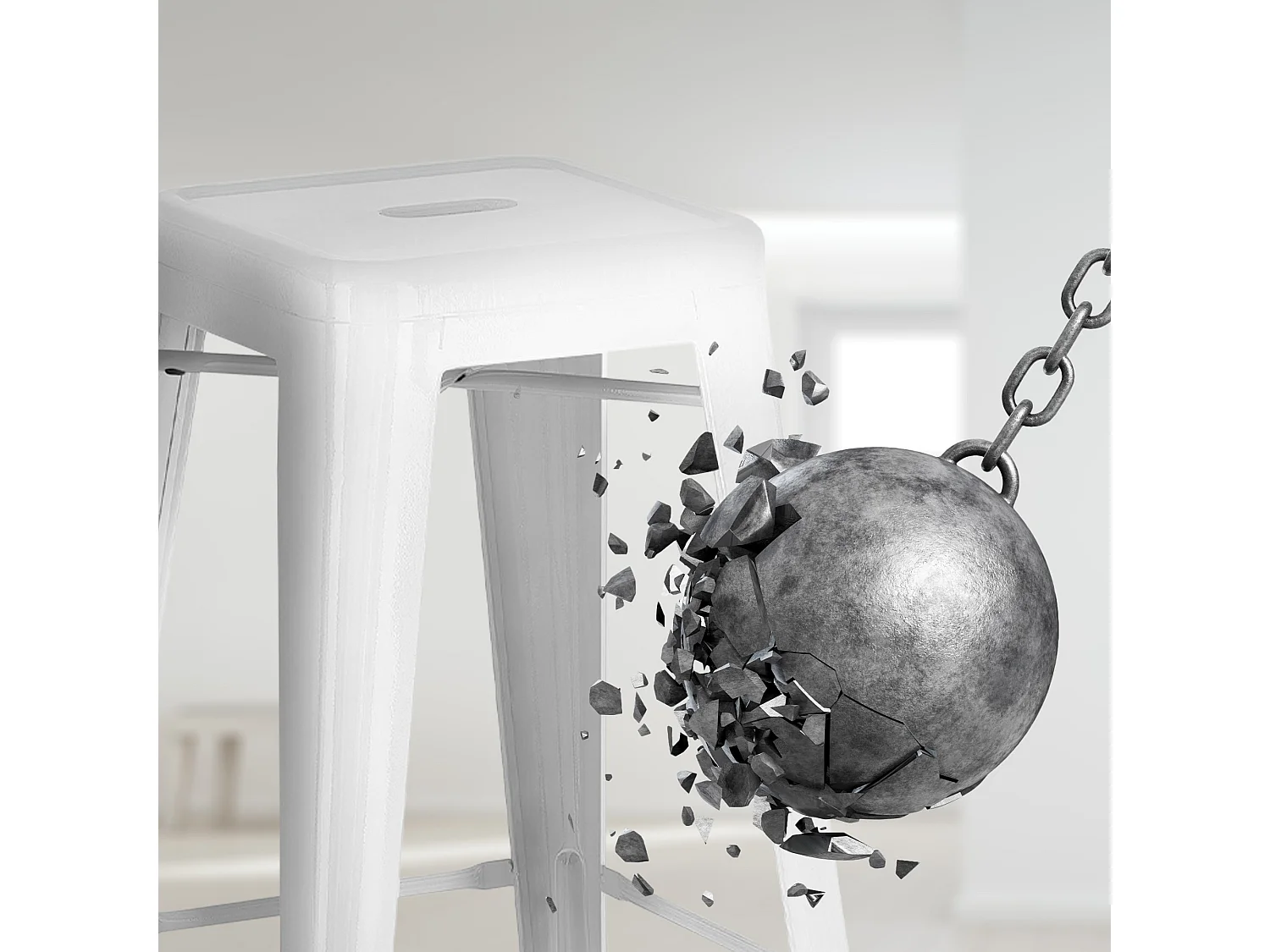 Lot de 2  Tabouret de bar - Métal - Blanc - Joshua