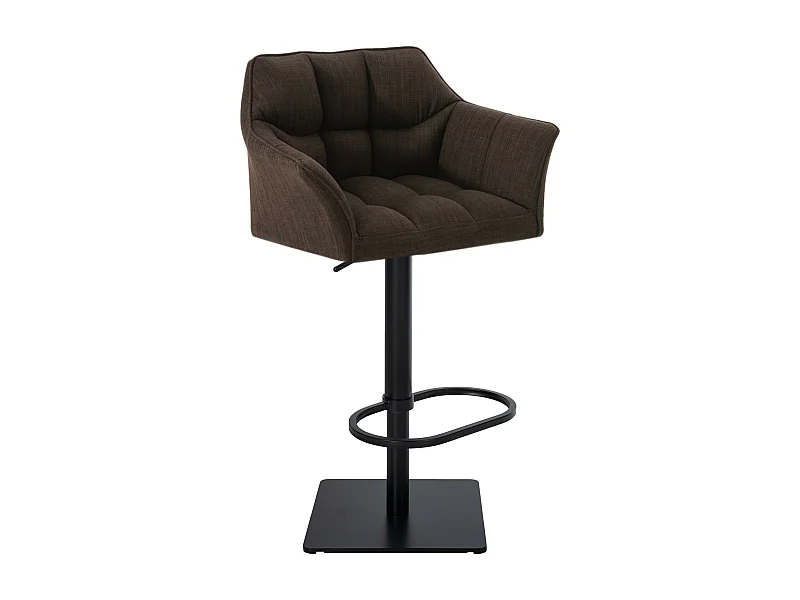 Tabouret de bar - Tissu & Noir - Marron - Damaso