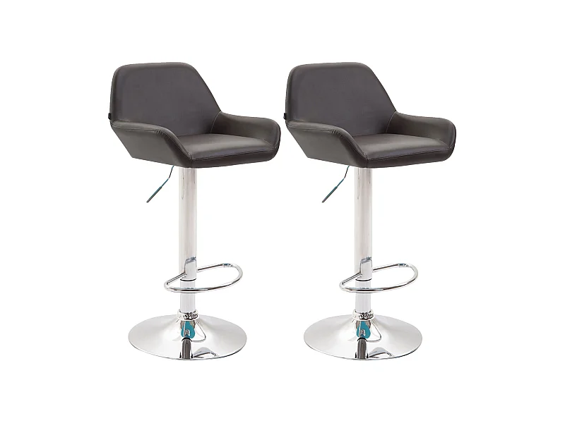 2er Set Barhocker - Kunstleder (PVC) & Metall matt schwarz - braun - Braga