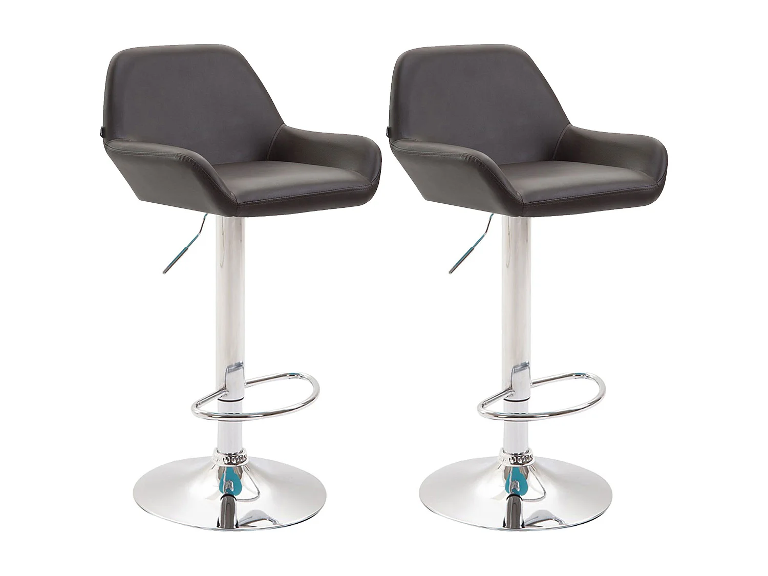 Set van 2 Barkruk - Kunstleer (PVC) & Metaal mat zwart - bruin - Braga