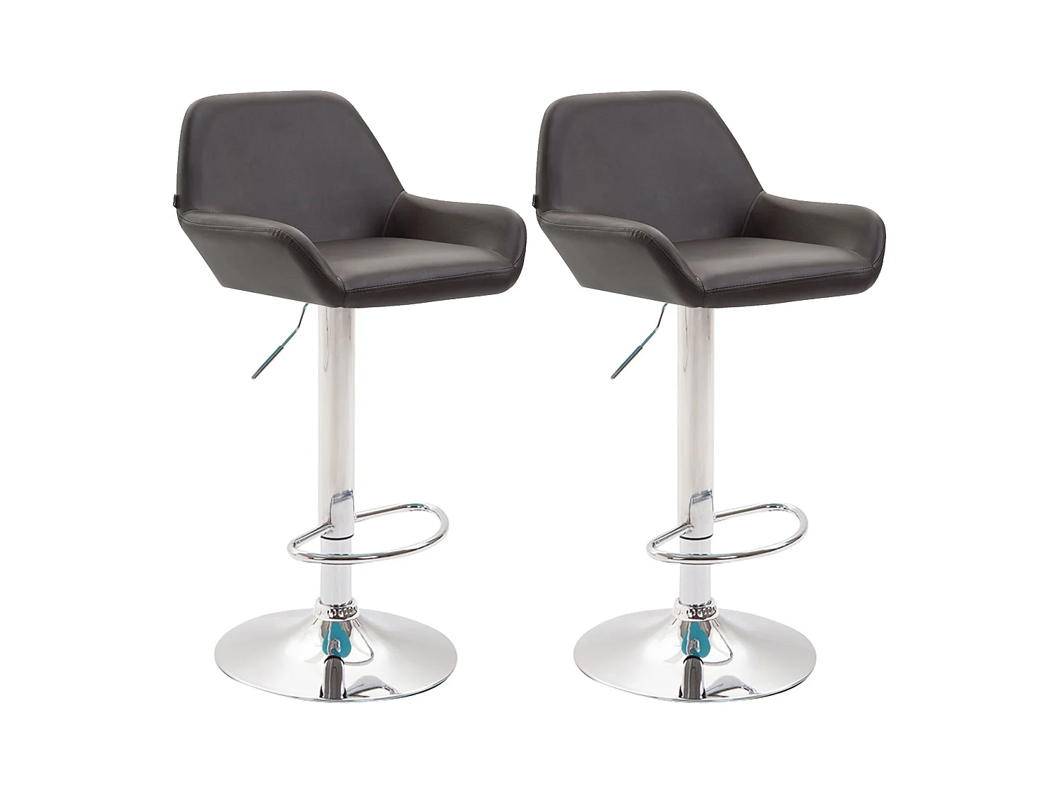 Lot de 2 Tabourets de bar - Similicuir (PVC) & Métal noir mat - Marron - Braga