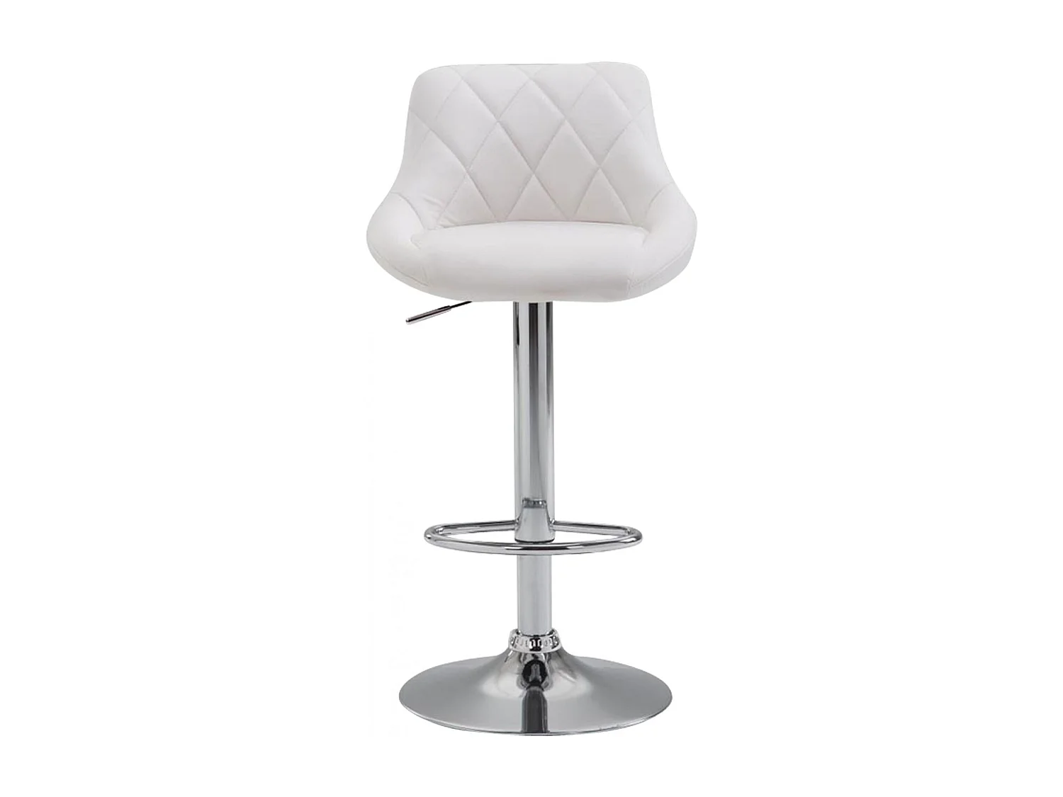 Tabouret de bar - Similicuir & Chrome - Blanc - Lazio