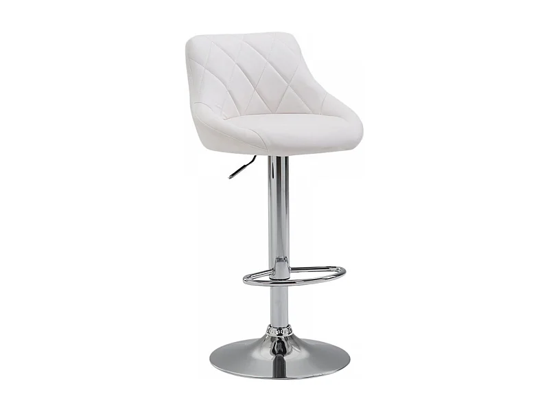 Tabouret de bar - Similicuir & Chrome - Blanc - Lazio
