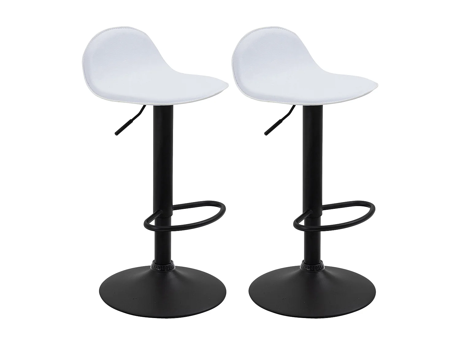 Lot de 2 Tabourets de bar - Similicuir & Métal - Blanc - Lana V2