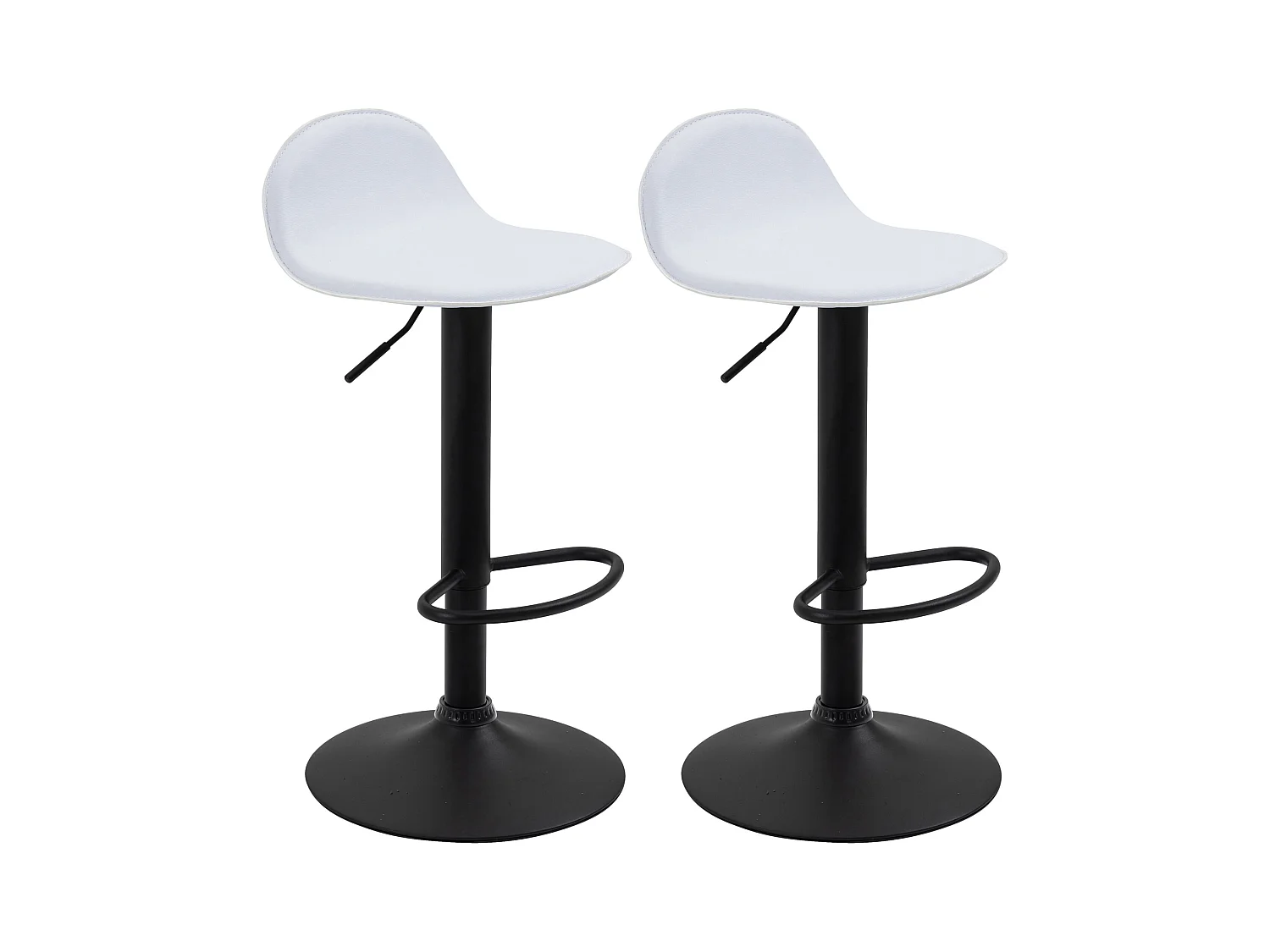 Lot de 2 Tabourets de bar - Similicuir & Métal - Blanc - Lana V2