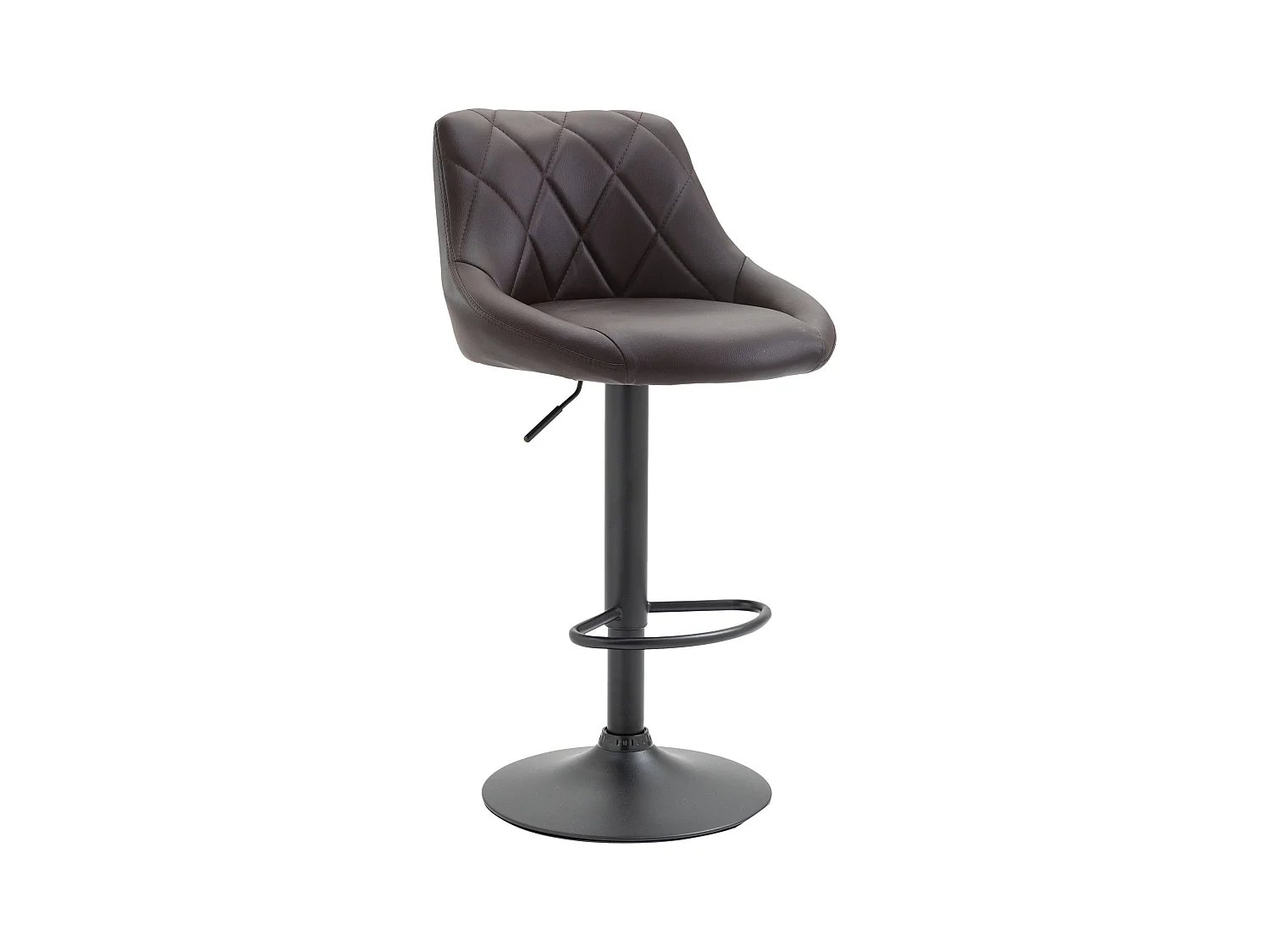Tabouret de bar - Similicuir & Noir - Marron - Lazio