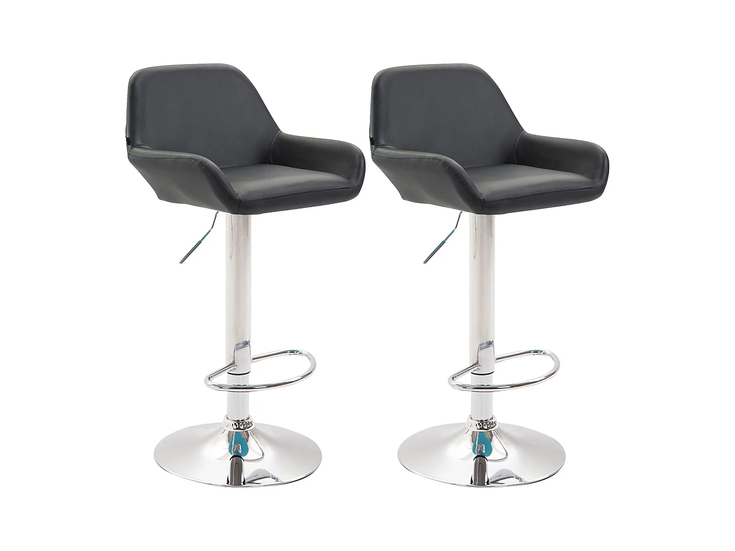 Lot de 2 Tabourets de bar - Similicuir (PVC) & Métal noir mat - Noir - Braga