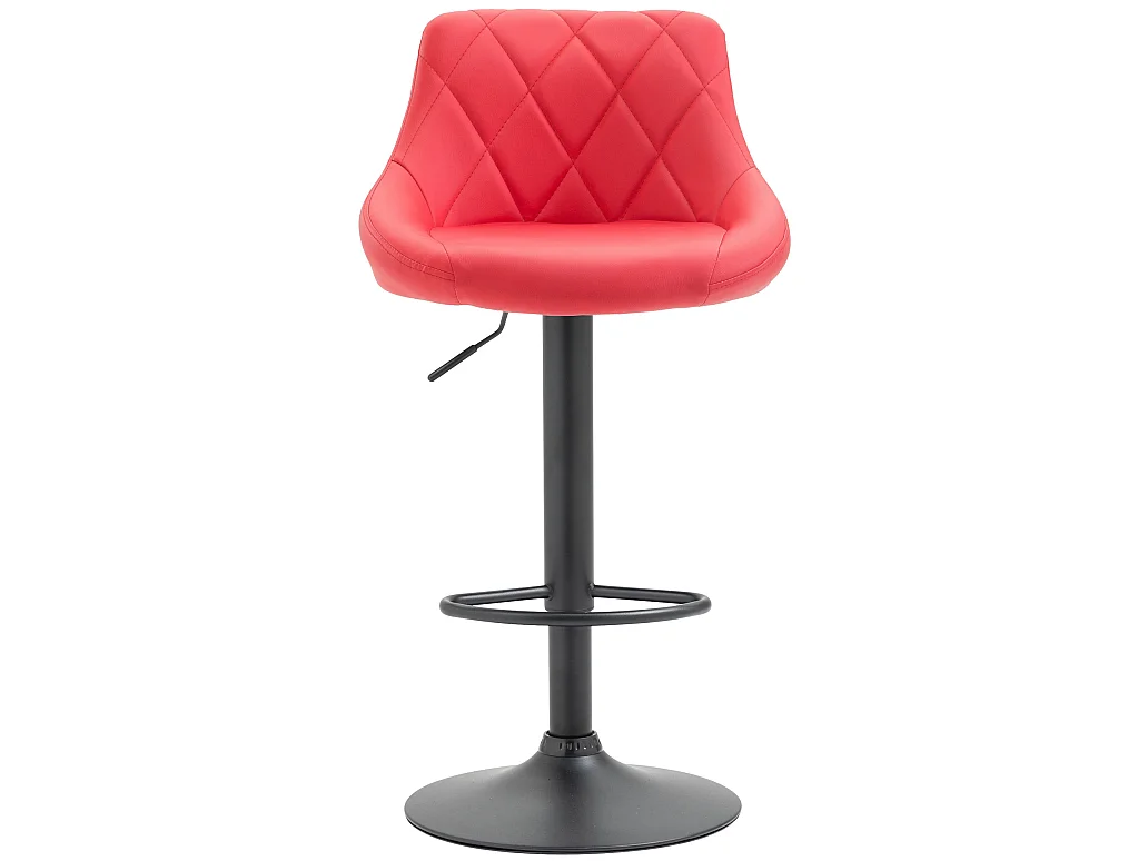 Tabouret de bar - Similicuir & Noir - Rouge - Lazio