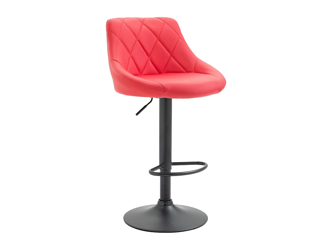 Tabouret de bar - Similicuir & Noir - Rouge - Lazio