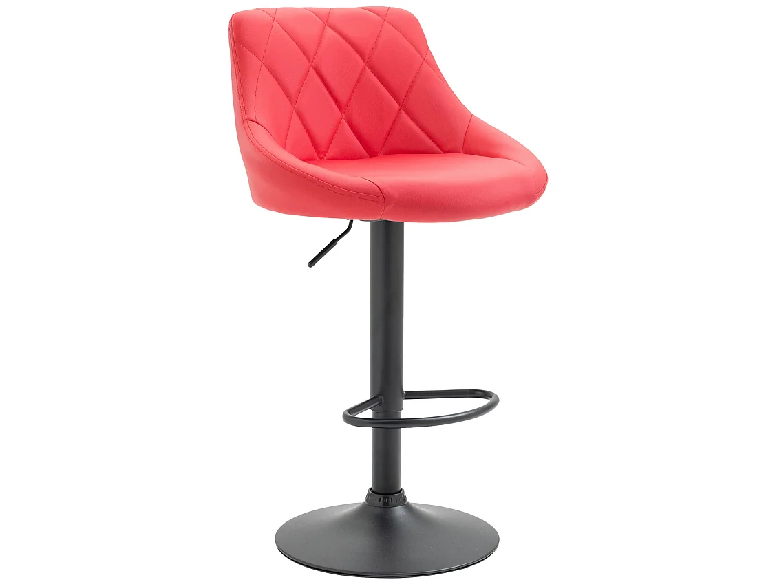 Tabouret de bar - Similicuir & Noir - Rouge - Lazio